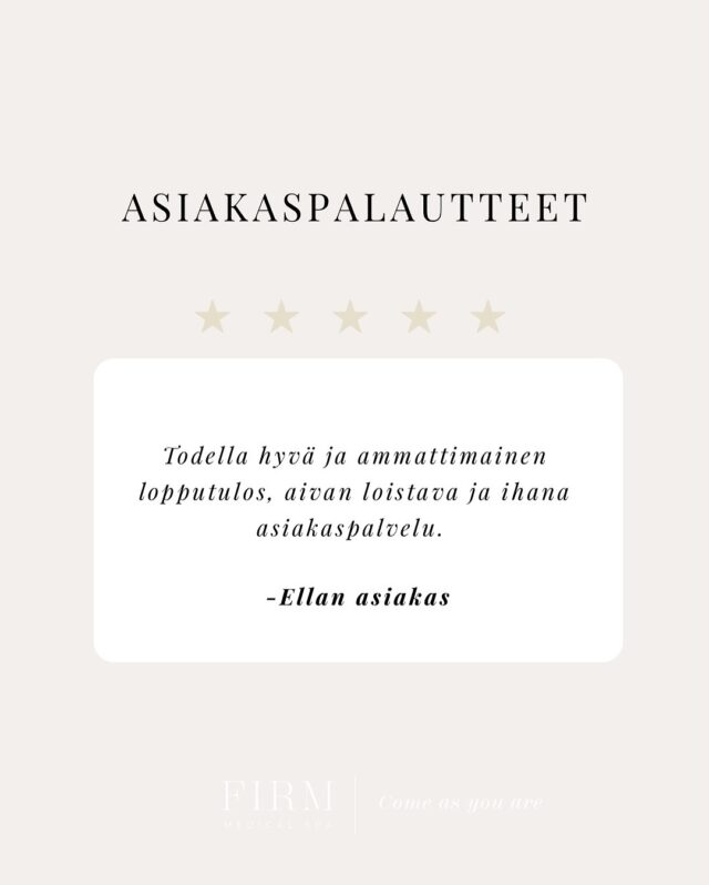 ✨ Firm Medical Span lääkärit ✨Tiesitkö, että Firm Medical Spassa työskentelee kolme lääkäriä – Ville, Ella ja Aurora. Jokaisella heistä on vahva lääketieteellinen osaaminen ja pitkä kokemus pistoshoidoista.Lääkärimme tekevät Firmissä erityisesti hoitoja, jotka vaativat lääketieteellistä osaamista, kuten:
• täyteaineen poistot (Hylase)
• lääkinnälliset botuliinihoidot (esim. bruksismi, migreeni, liikahikoilu)
• vaativat täyteainehoidot, kuten nenän muotoilu
• kasvojen täyteainehoidot ja botuliinihoidot yksilöllisesti suunniteltunaAsiakkailtamme saamme usein palautetta erityisesti:
✨ rauhallisesta ja turvallisesta työskentelystä
✨ tarkasta pistostekniikasta
✨ luonnollisista lopputuloksistaTässä postauksessa jaamme asiakkaidemme kokemuksia lääkäreistämme 💬Kiitos luottamuksesta – on kunnia hoitaa teitä 🤍#firmmedicalspa #pistoshoidot #täyteainehoidot #botuliini #lääkärintekemä #esteettinenlaaketiede